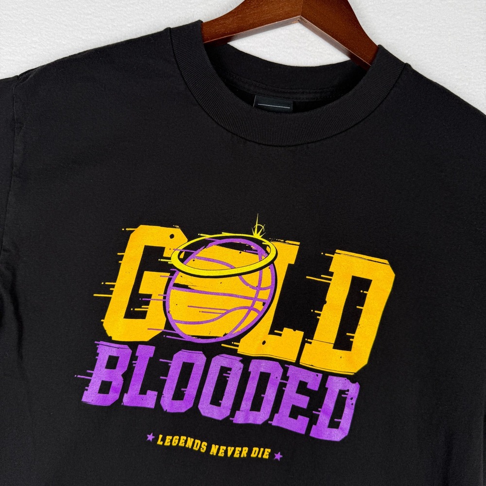 Adapt Gold Blooded Legends Never Die Mens M Black Graphic T-Shirt Basketball
